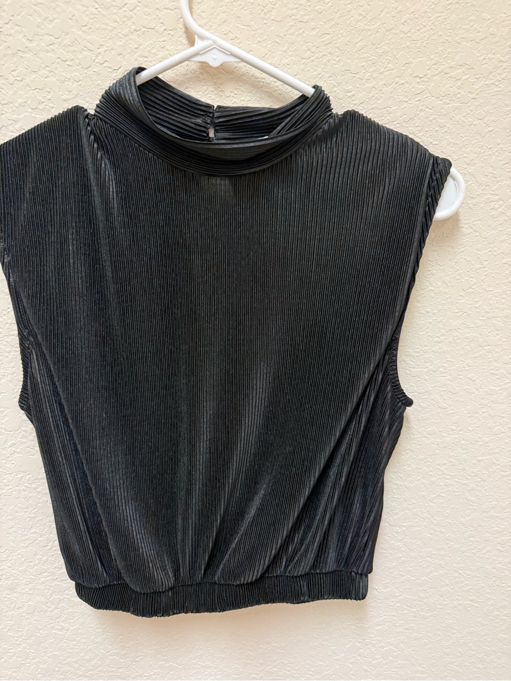 Black Sleeveless Mock Neck Tank Top